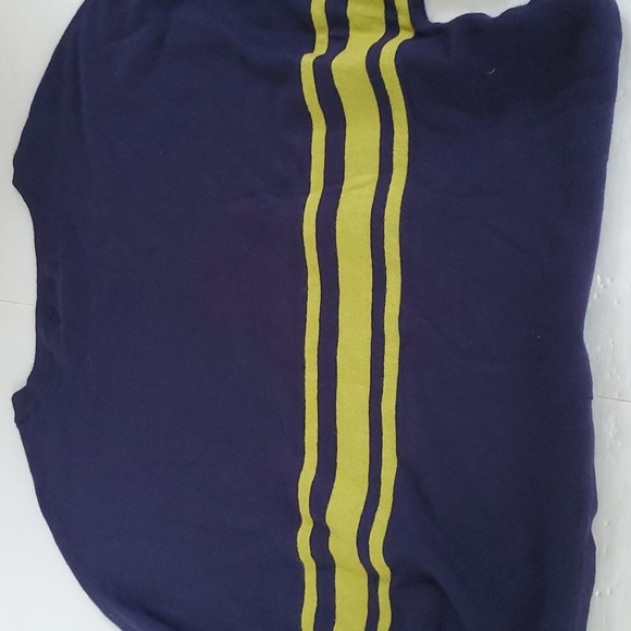 Anthropologie Batwing Sweater Size L Navy Blue Greenish Yellow Stripes LS - Picture 6 of 14
